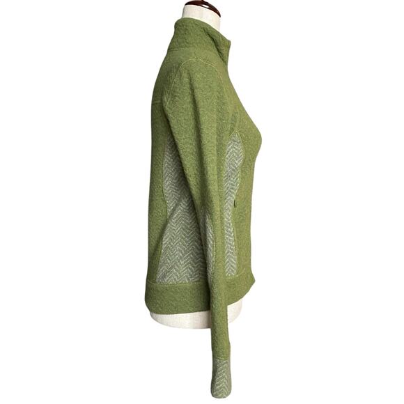 Prana Wool Blend Full Zip Mock Neck Sweater Jacket Womens XS Green Pockets - Picture 2 of 14
